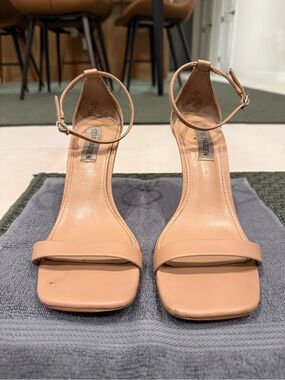 Steve Madden Blush Nude Ankle-Strap Block Heels